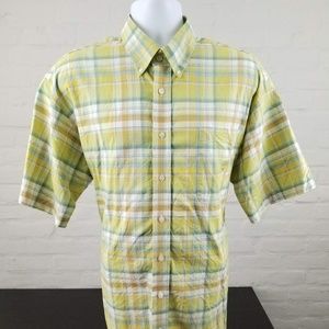 CINCH Short Sleeve Button Down Yellow Plaid Sz L